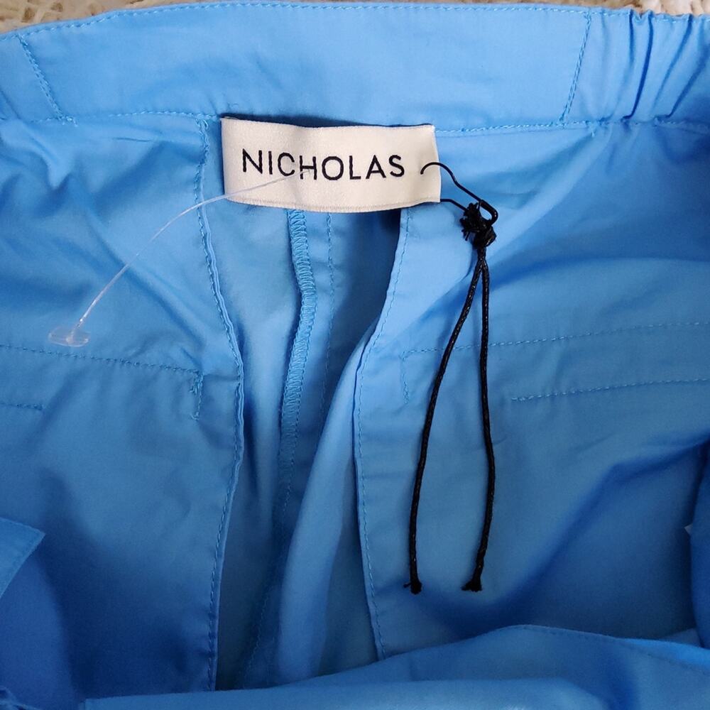 Nicholas Women's Taron Cotton High Waisted Button Fly Pants in Blue 6 - Picture 9 of 10